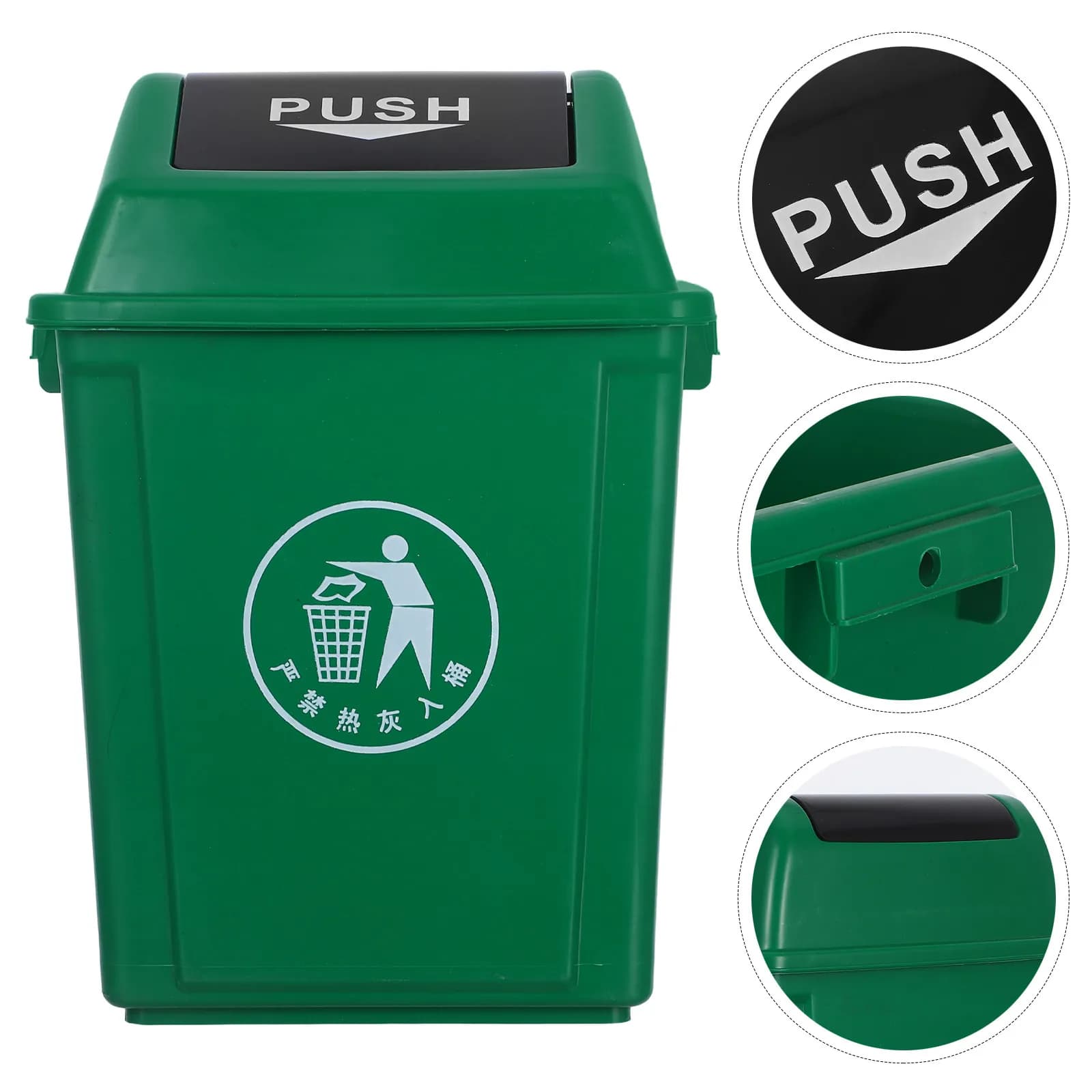 Cestino per Rifiuti con Coperchio a Battente 10L in Plastica Verde per Casa, Cucina, Ufficio, Ristorante, Garage, Patio, Bidone per Riciclaggio