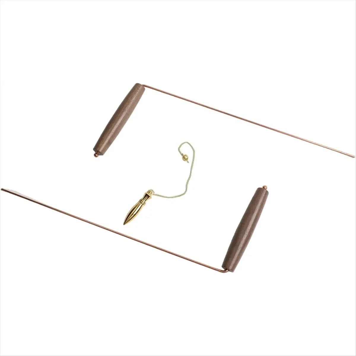 Kit di Aste per Rabdomanzia in Ottone ABUA con Manico in Noce, Aste in Rame per Rilevamento Acqua e Minerali, Set di Strumenti per Rilevamento Metalli