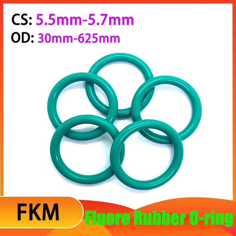 CS 5.5mm/5.7mm FKM Gomma fluorurata verde O-ring Viton Guarnizione paraolio Fluoro Elastomero Anello di tenuta circolare OD 30mm-625mm