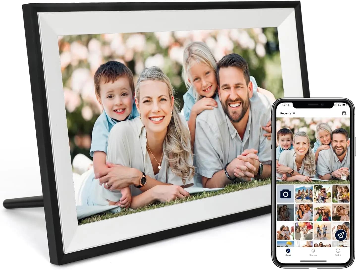 Cornice per foto digitale WiFi da 10,1' Touch screen IPS HD con archiviazione da 32 GB, rotazione automatica, condivisione cloud tramite app AiMOR (nero)