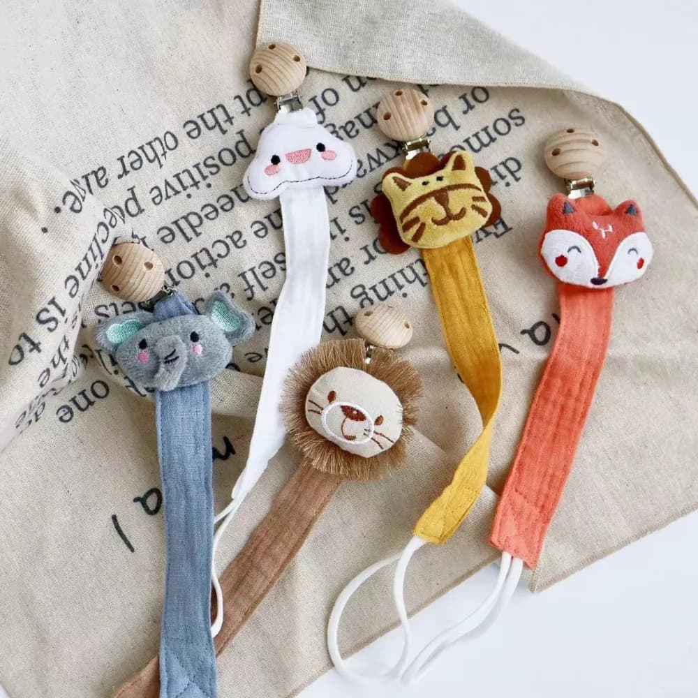 Cartoon Baby Panno Ciuccio Catena Animali Bambola Massaggiagengive Giocattoli Cinghie Porta succhietto Clip in legno Passeggino Corda appesa