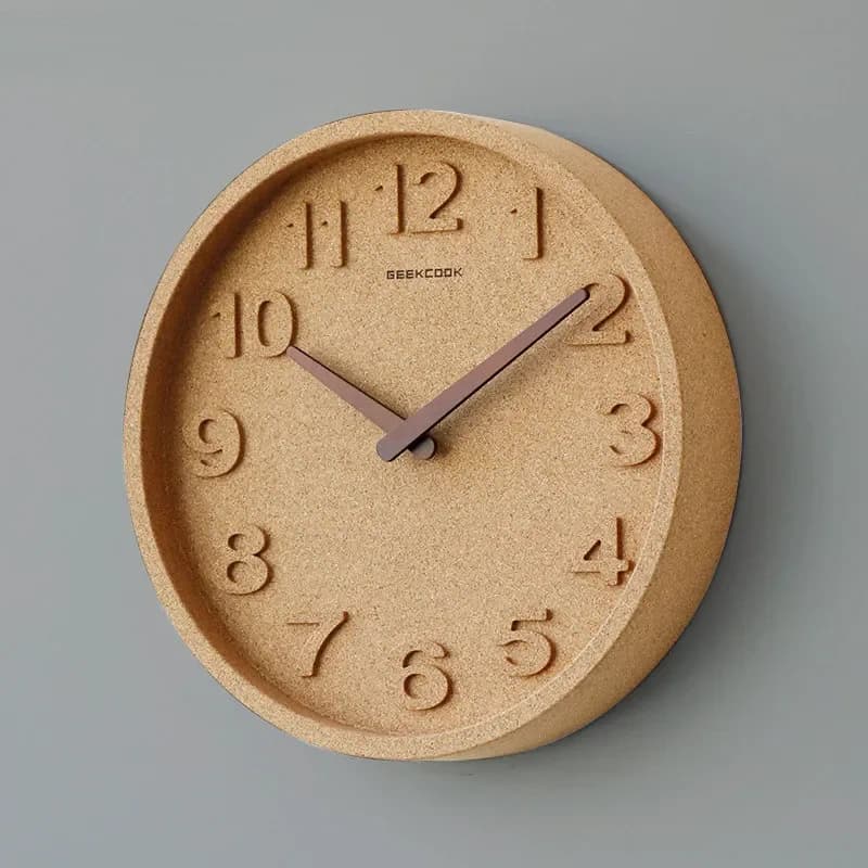 Cork Simple Modern Wall Clocks Creative Solid Wood Pointer Art Living Room Wall Clocks Bedroom Gift Ideas Home Decoration