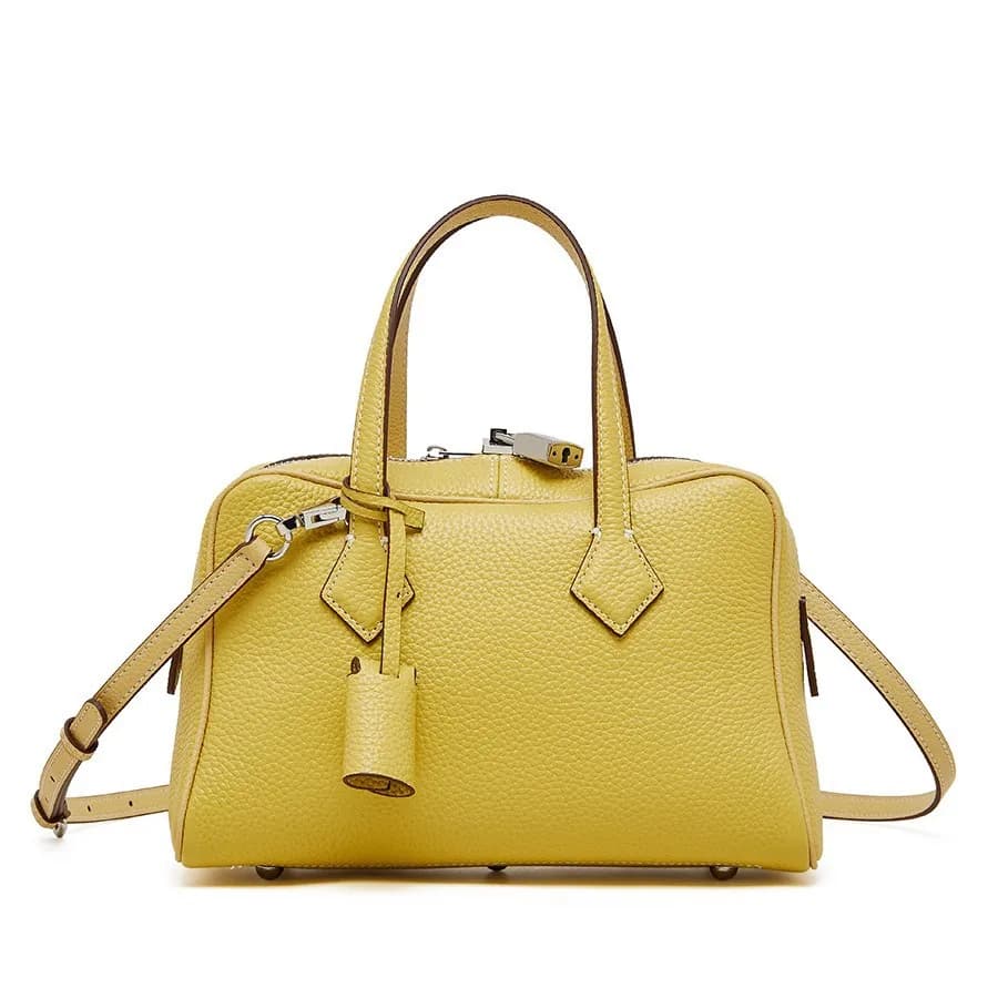 Borsa da pendolare versatile in pelle bovina con strato superiore Borsa da cuscino Boston in vera pelle Borsa da donna a spalla singola strutturata