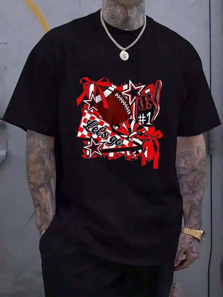 T-shirt divertente da donna a maniche corte con fiocco Coquette per il giorno della partita di football americano, girocollo in cotone per l'estate e la primavera