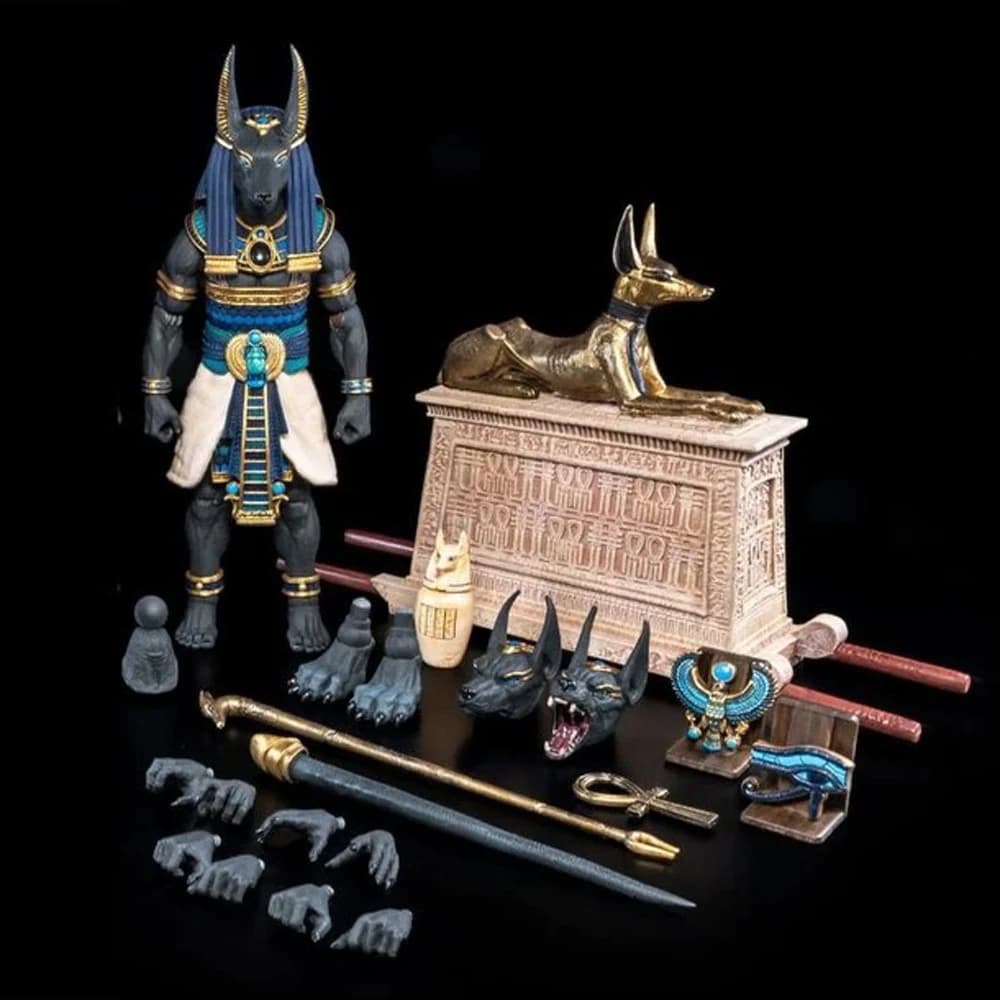 Action Figure Deluxe da 7 Pollici Four Horsemen Toy Design Anubis Versione Nera e Blu