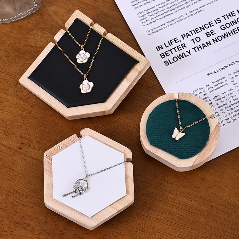 Round & Polygonal Wooden Jewelry Display Stand, Storage Rack for Necklaces, Pendants, Jade Pendants, Rings & Stud Earrings