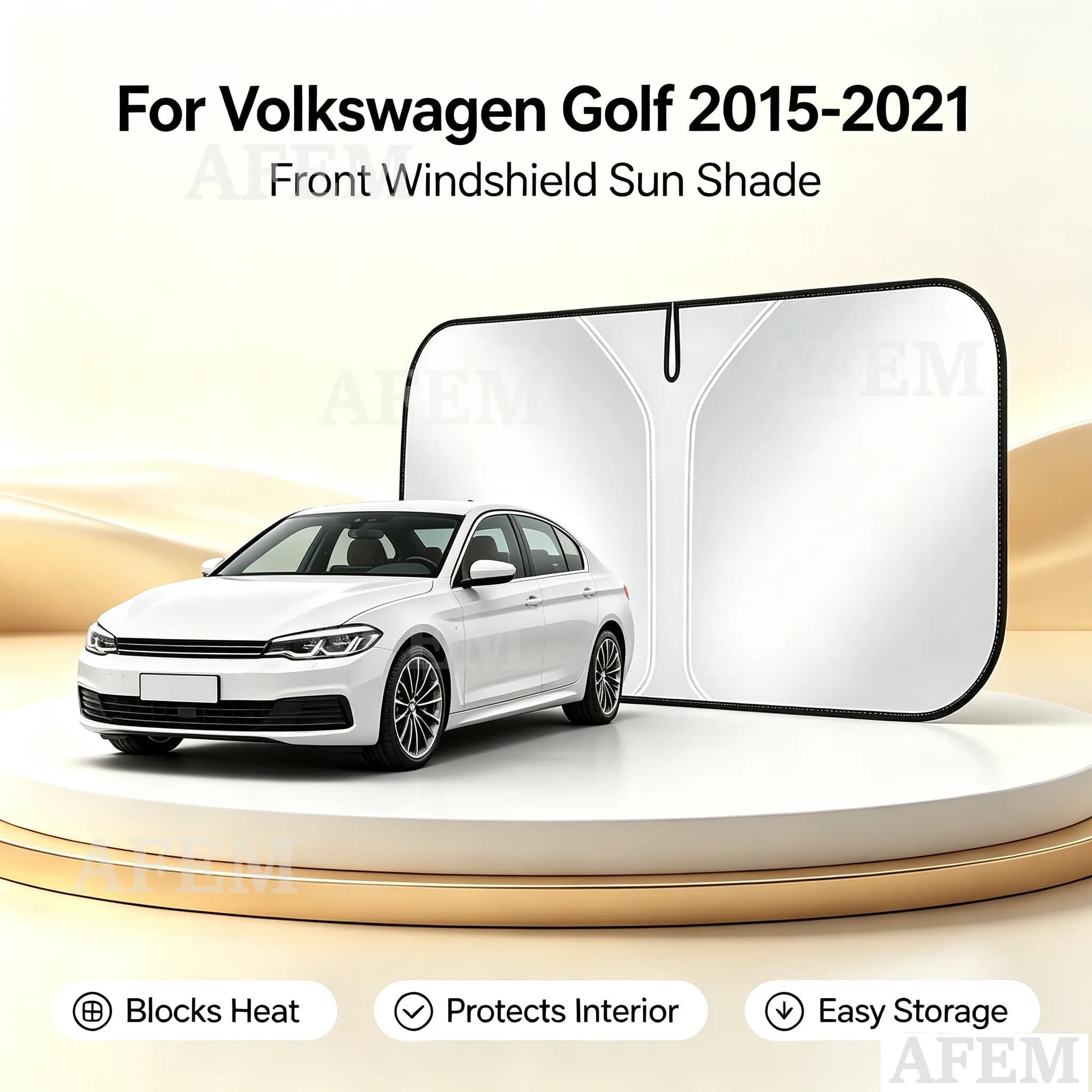 For Volkswagen Golf 2015-2021 1PCS Car Foldable Car Sun Visor Front Windshield Sunshade Heat Insulation Accessories
