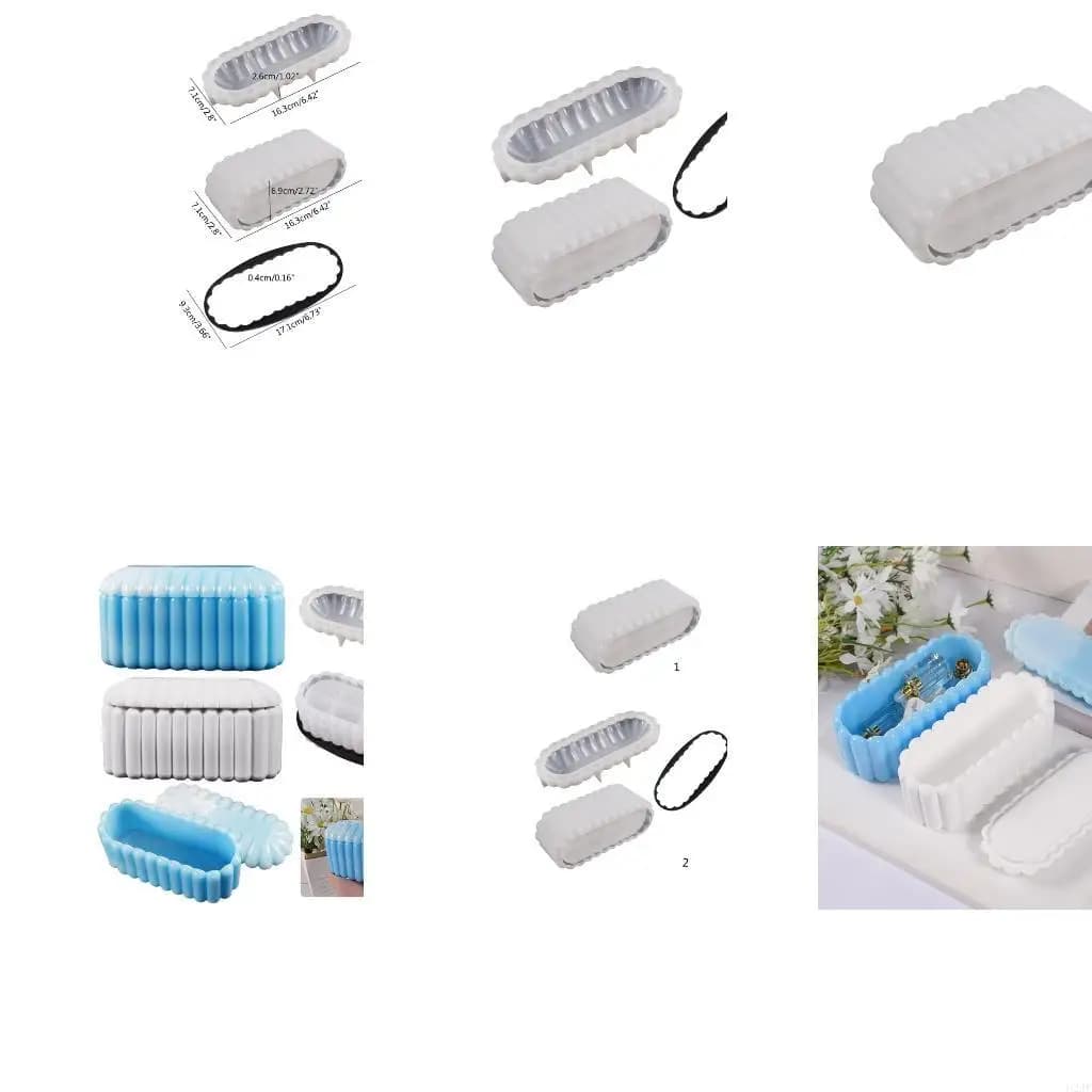 Stampo in resina per scatola a strisce ondulate, scatola immagazzinaggio ovale, stampo in silicone per gioielli, bigiotteria,