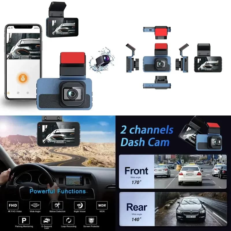 2026 Hot Sale Bosstar 3inch IPS Screen 4K Car DVR Dash Cam Dual Lens Front Rear View Recording Black Box WIFI Video