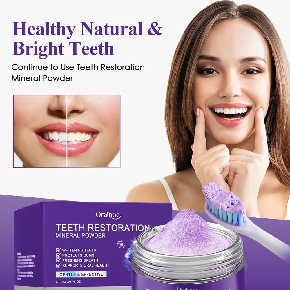 Polvere e Strisce Sbiancanti per Denti, Rimuovono le Macchie, Alito Fresco, Riparano lo Smalto, Polvere Illuminante per Denti Sensibili, Cura delle Gengive