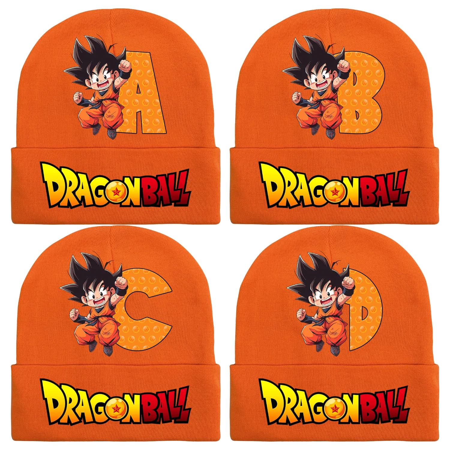 Dragon Ball Goku Knitted Hat Kids Cartoon Letter AZ Knitted cap Boys Girls Hat Orange Decoration Skullies Berretti Gift for Kids