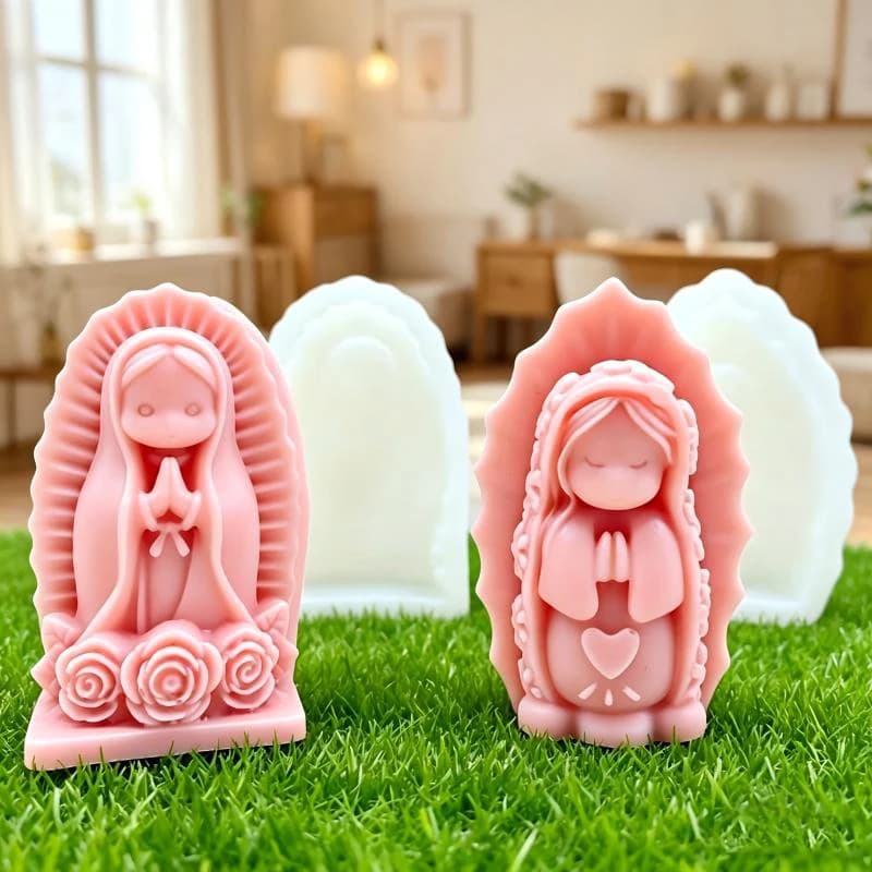Prayer Girl Angel Silicone Candle Mold, DIY Relief Rose Love Angel Virgin Candle Gypsum Cement Soap Craft Mold, Home Gifts