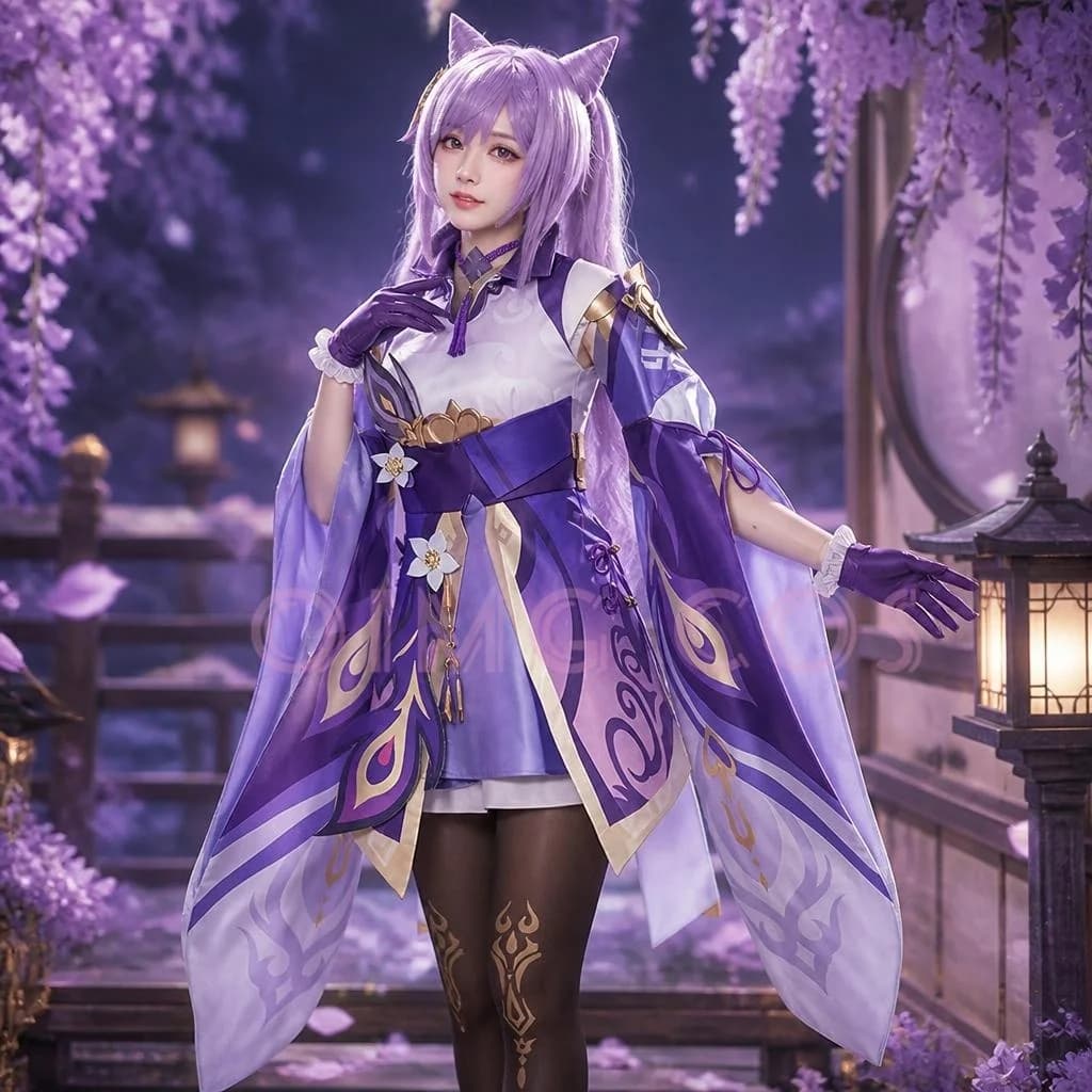 Genshin Impact Keqing Cosplay Costume Uniform Cosplay Anime Chinese Style Halloween Costumes for Women Game
