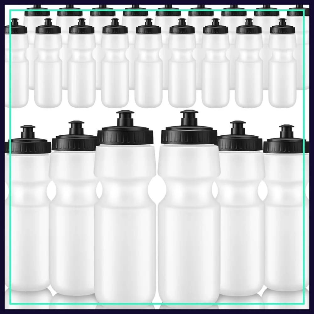 Confezione da 24 Bottiglie d'Acqua Sportive da 22 oz, Bottiglie in Plastica Riutilizzabili con Tappo a Strappo per Adulti, Fitness, Bicicletta, Lavabili in Lavastoviglie