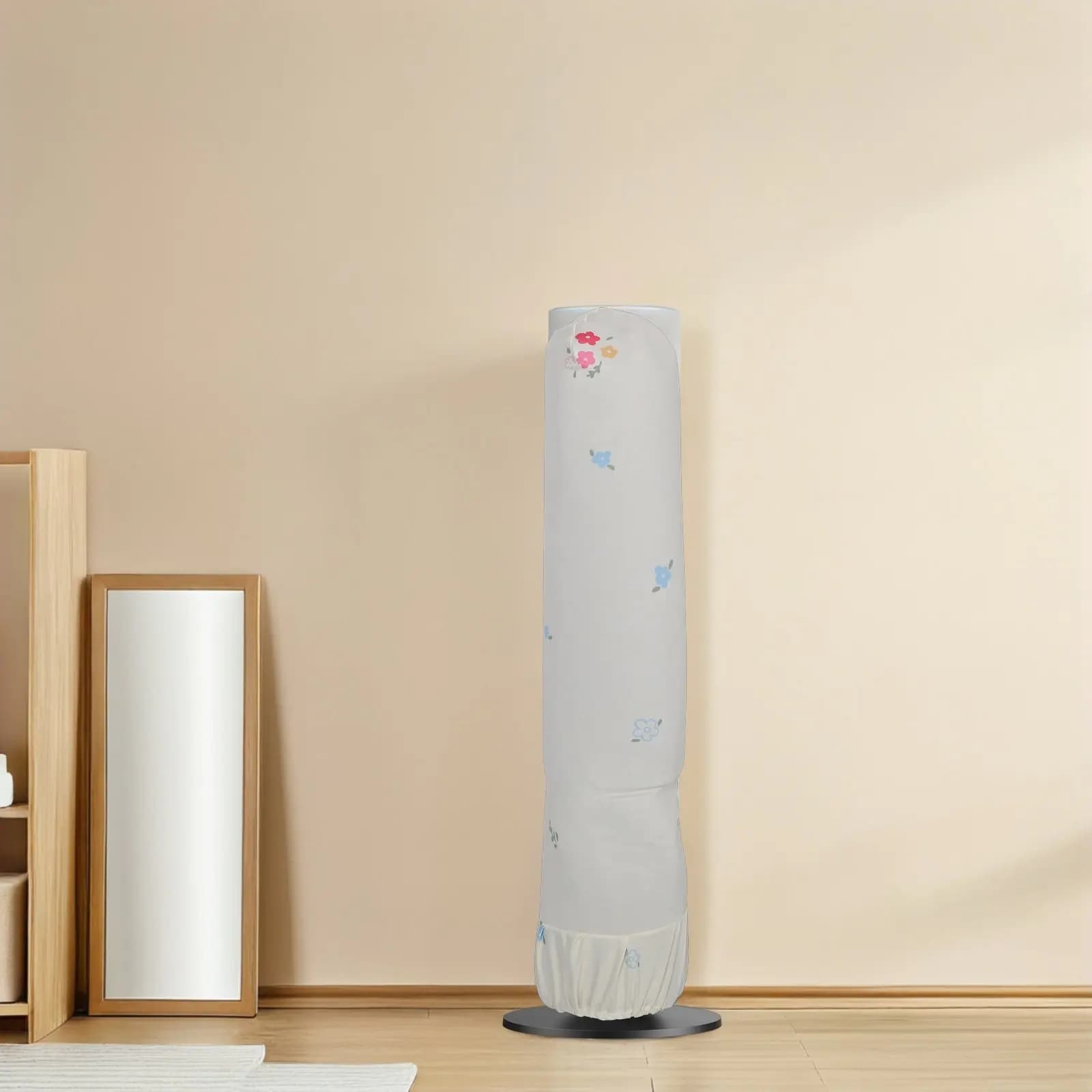 Tower Fan Dust Cover for Vertical Circular Pedestal Fans - Lightweight Washable Fabric Electric Fan Protector with Space Saving