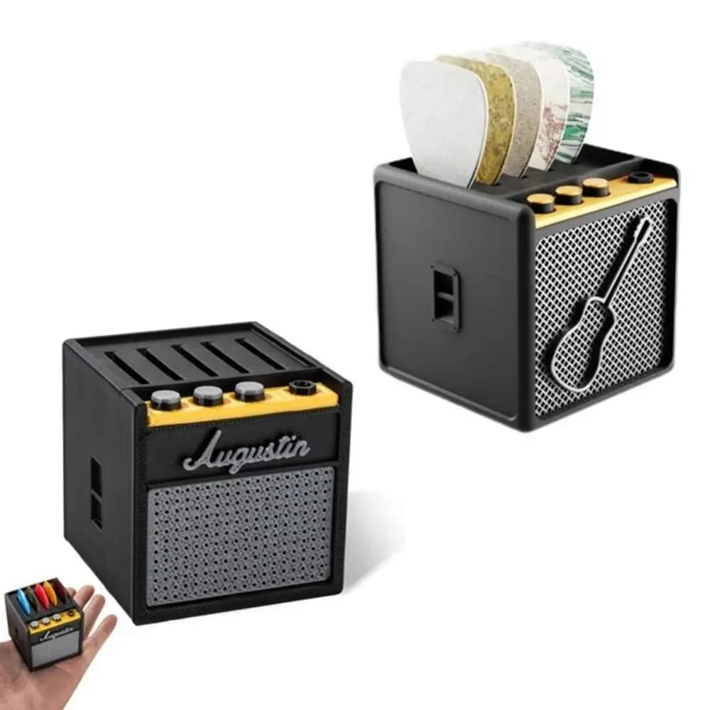 Porta plettro per chitarra di grande capacità Organizzatore portatile per plettri per chitarra stampato in 3D Scatola per esposizione per plettro per chitarra antipolvere impermeabile