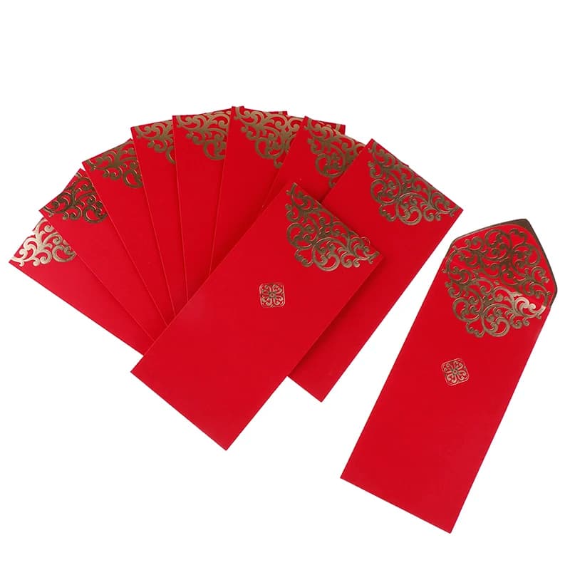 10 pz Buste Rosse Cinese 2023 Capodanno Sacchetto di Imballaggio Dei Soldi Stampa D'oro Rilievo Hongbao Festival di Primavera Pacchetti Rossi Decorazione