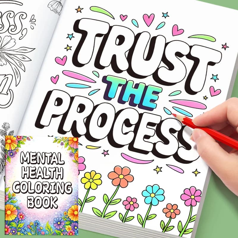 Floral Themed Mental Health Coloring Book, Vibrant Wildflower Pattern Coloring Sheets, Positive Mind Relaxation Drawing Workbook