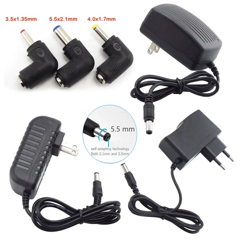 Connettore ad Angolo Retto AC 220V a DC 5V 6V 9V 12V 15V Adattatore di Alimentazione Caricabatterie 1A 2A 3A Jack DC 5.5x2.1 3.5x1.35 Spina EU US