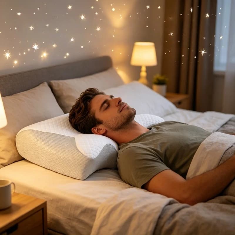 Cuscino Cervicale Ortopedico a Lento Ritorno 2 in 1 in Memory Foam, Ergonomico per Alleviare il Dolore al Collo