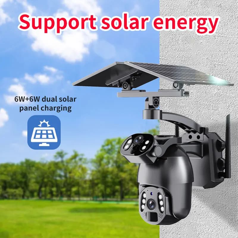 6MP Ubox APP Dual Lens Solar Power WIFI/4G IP Dome Camera AI Humanoid Detection Home Security CCTV Baby Monitor
