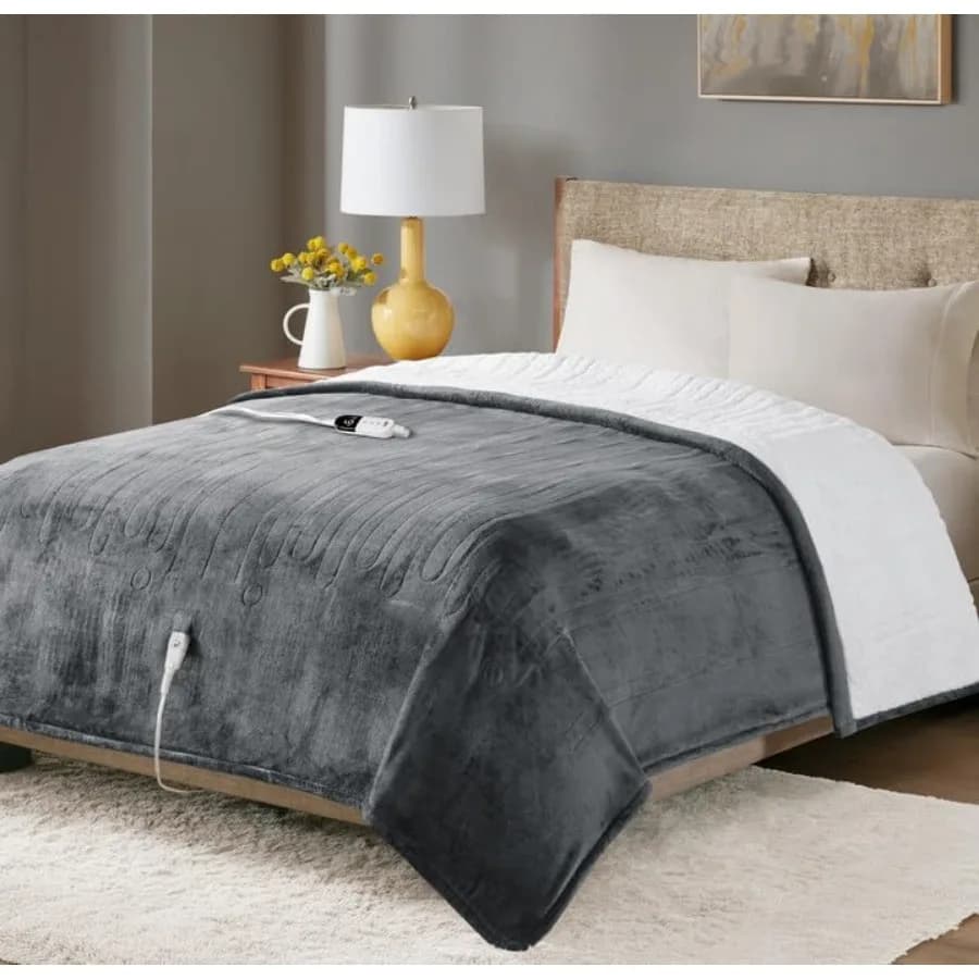 Coperta riscaldata Sherpa Coperte elettriche morbide di dimensioni doppie Controller lavabile con spegnimento automatico di 1-10 ore 6 impostazioni di calore Lavabile