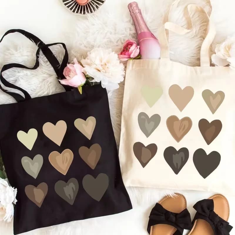 Chic Love-Themed Canvas Tote Bag Perfect Valentine's Day Gift for Her, Handbag with Upgraded Strap for Shopping, Travel, Picnics
