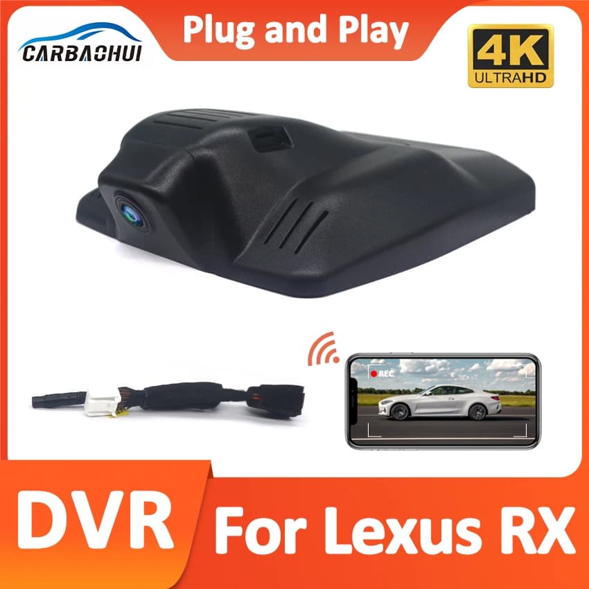 4K UHD 2160P Plug and Play WiFi Car recorder Dash Cam for Lexus RX 2023 2024 350 RX350h RX500h, DashCam wireless