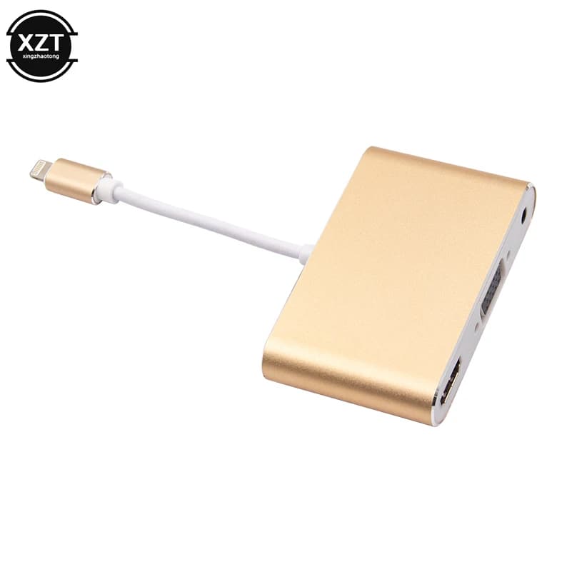 Convertitore audio video HDTV digitale 4 in1 Illuminazione a adattatore VGA AV compatibile HDMI per telefono I Xs X XR 8 7 a TV Cavo USB