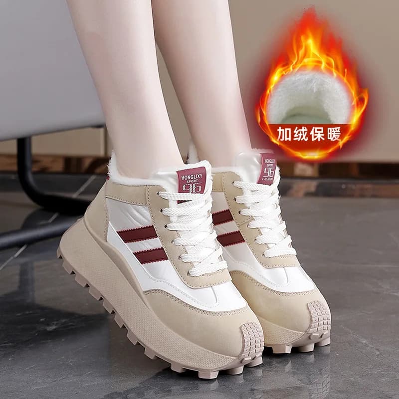Scarpe sportive casual da donna alte con suola spessa invernale Calore in pile che aumenta l'altezza Comodo nuovo stile