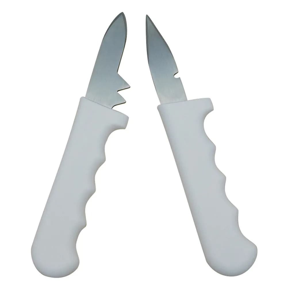 Set of 2 Stainless Steel Oyster Knives with Plastic Anti-slip Grip, Compact and Lightweight Tools for Seafood