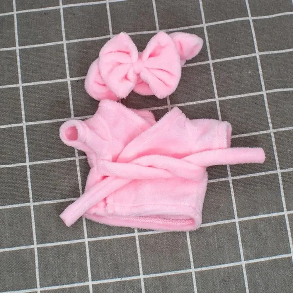1Set new cute 10/15/20cm doll velvet pajamas dresses with band for 1/12 BJD doll DIY clothes for sleeping bathrobe accessories