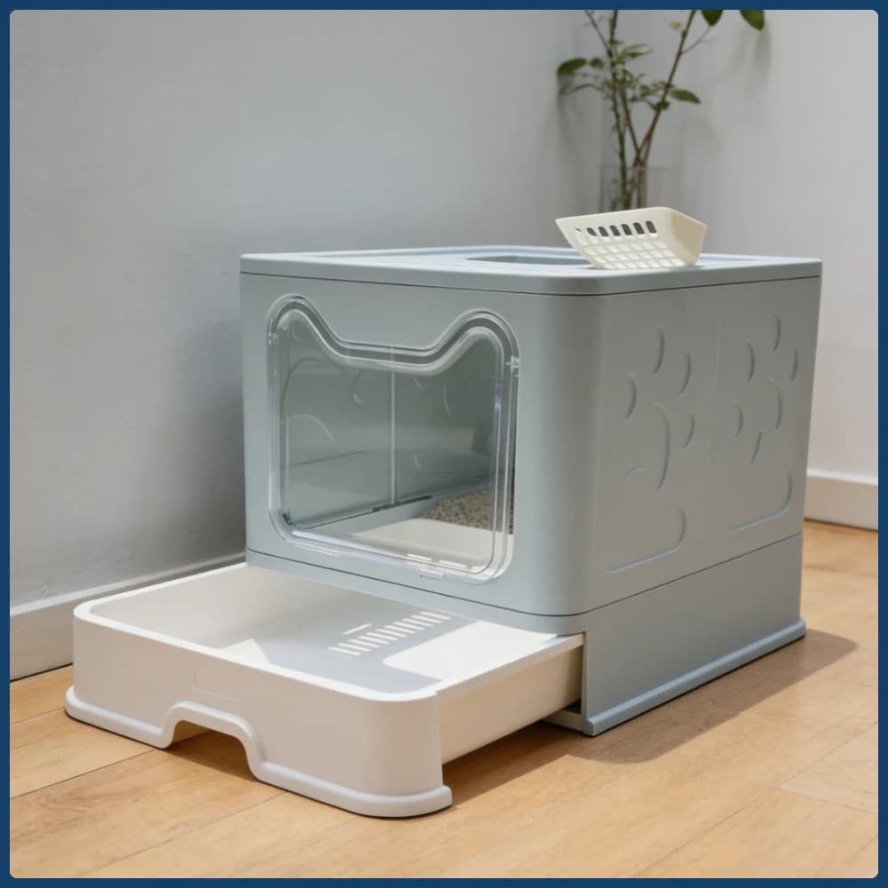 Lettiera per gatti completamente chiusa: design con cassetto antispruzzo con controllo degli odori, toilette pieghevole per gatti per una facile pulizia, articoli per animali domestici