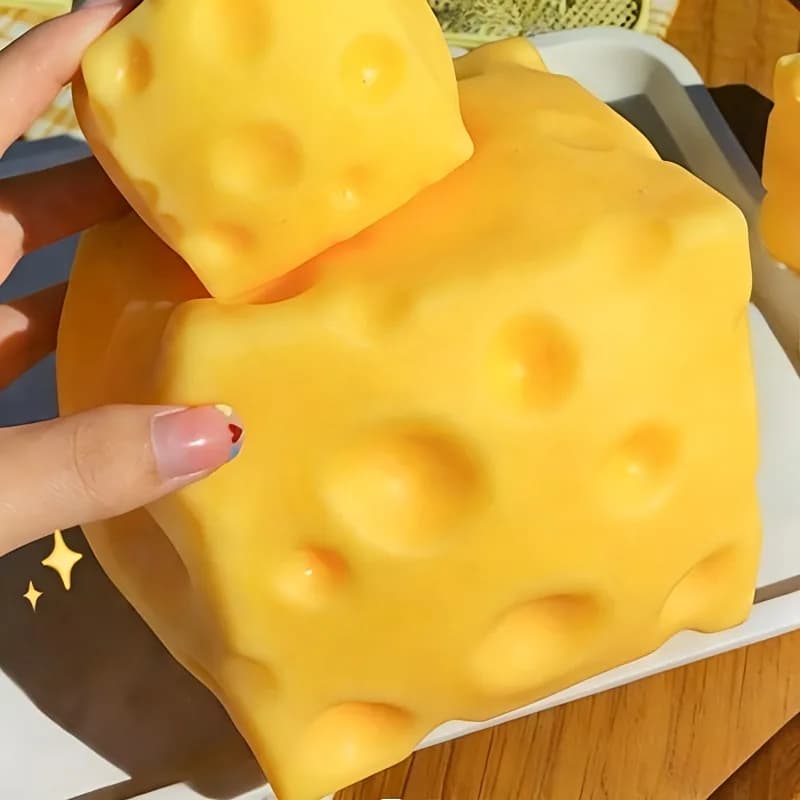 @Dark Yellow Cheese Cube Stress Ball Slow Shapeable Squeeze Ball Rebound Sensory Fidget Toys for Kids and Adults Relaxing Gifts