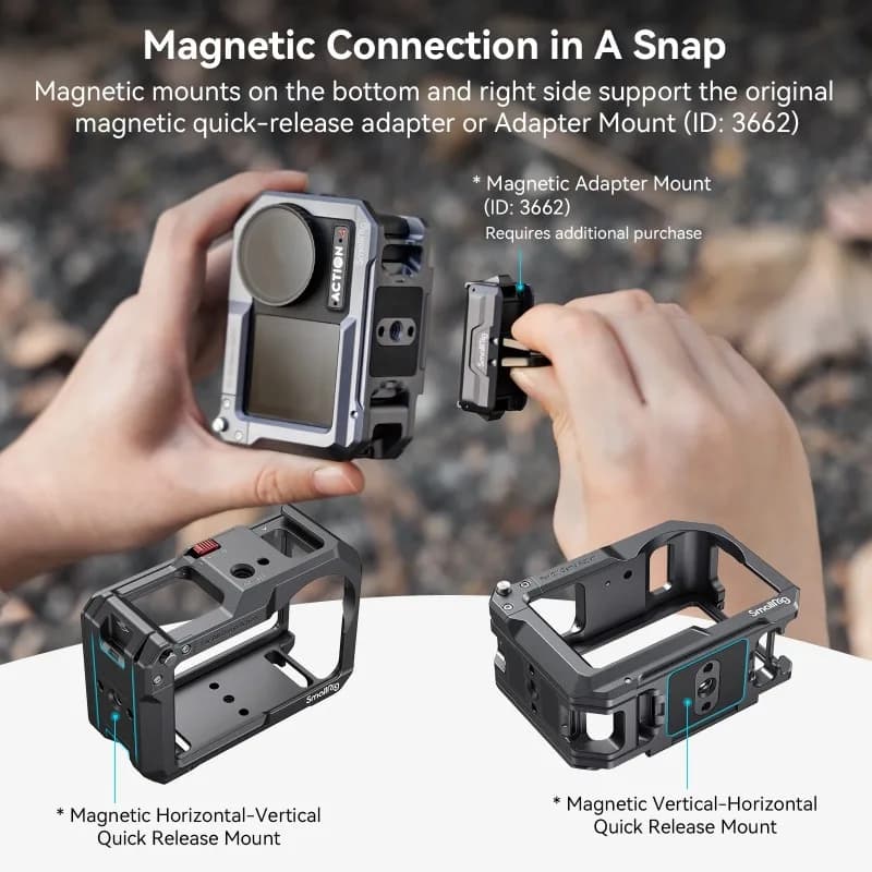 SmallRig 4119C Action 5 Pro Cage for DJI Osmo Action 5 Pro / 3 / 4 Camera Case for DJI Mic Protective Frame with Cold Shoe
