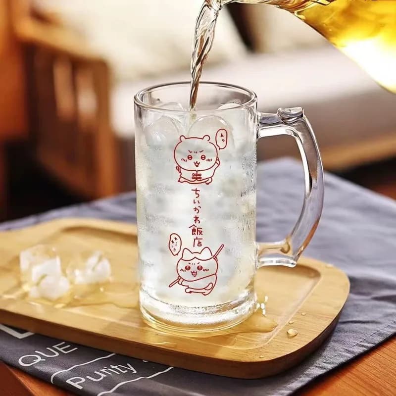 Bicchiere da Birra e Succo Serie Hotel Cinese Anime Chiikawa, in Vetro Spesso, con Personaggi Hachiware Usagi, Ornamenti Kawaii, Articolo Carino e Adorabile 2026