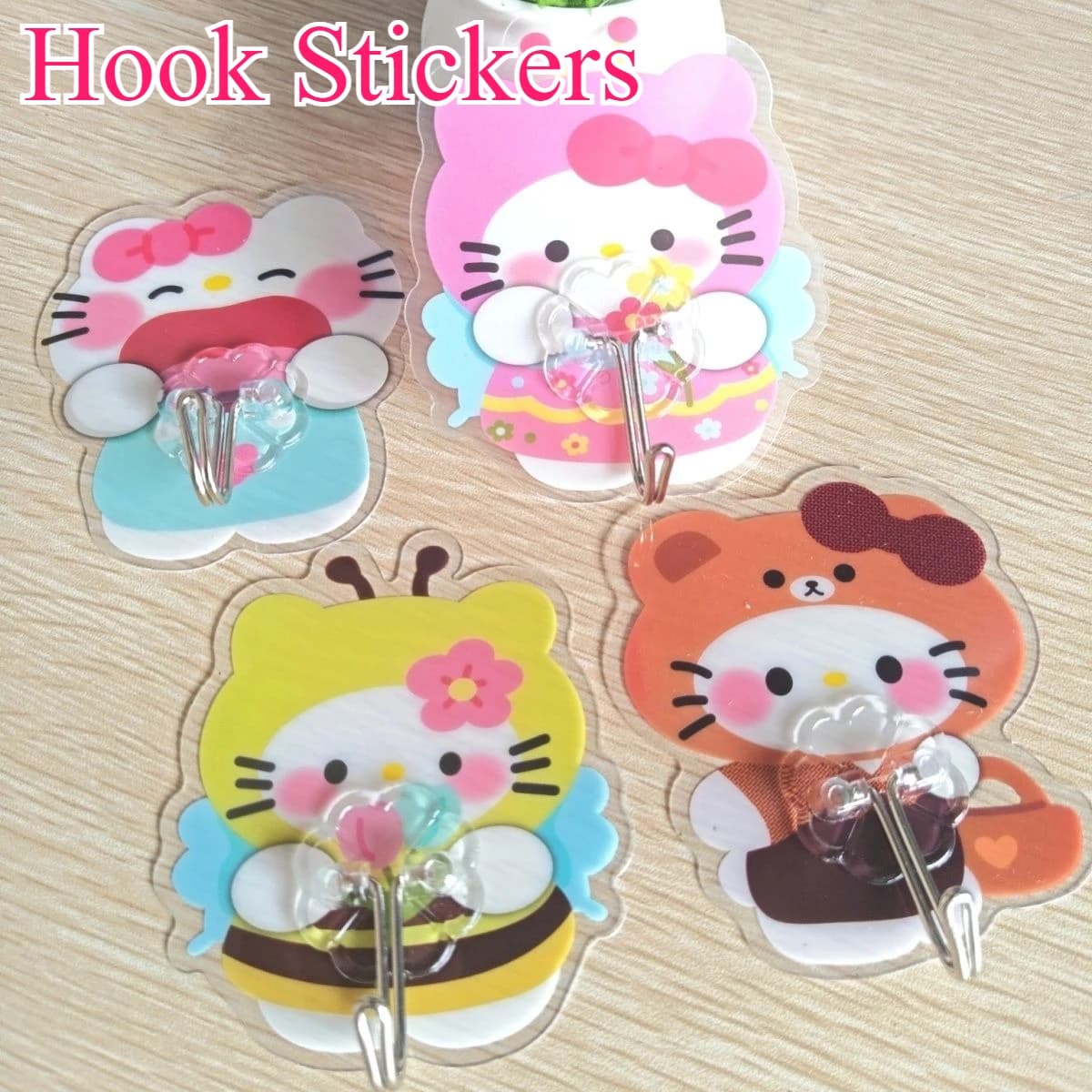 Nuovi Ganci Adesivi a Forma di Gatto Hello Kitty, Resistenti e Senza Tracce, per Dormitorio, Cucina, Bagno, Ganci Adesivi in Acrilico a Forma di Gattino Cartone Animato