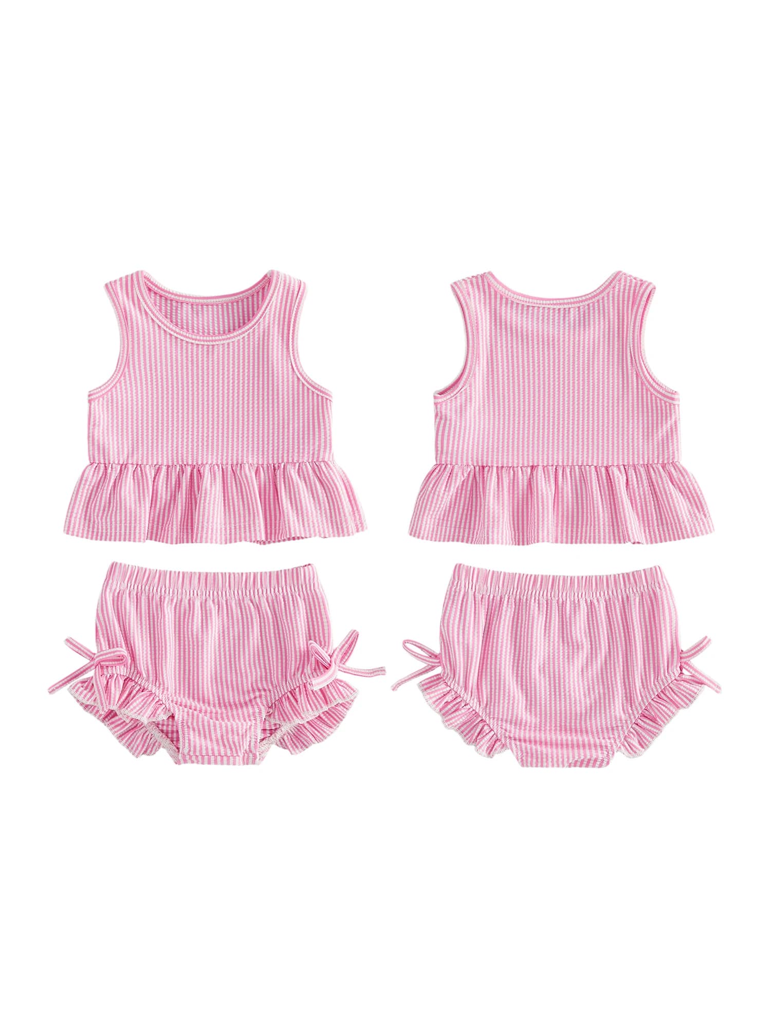 Adorabile set di top e pantaloncini senza maniche con stampa floreale per bambine, per un outfit estivo alla moda in 2 pezzi