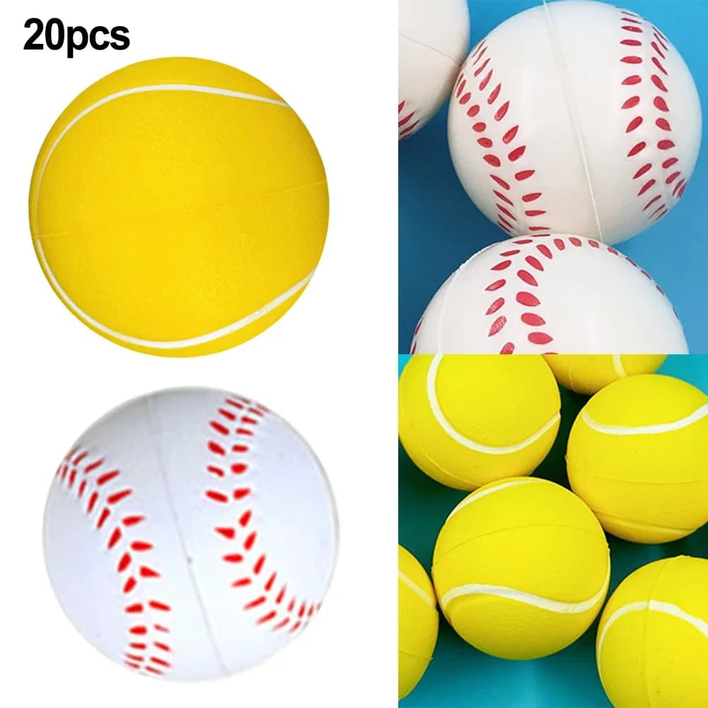 20 pezzi di palline in schiuma morbida spugna da tennis palline da baseball poliuretano giallo bianco attrezzature sportive per bambini e adulti