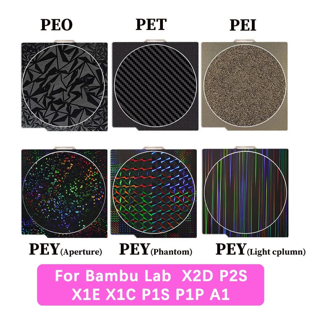 For Bambu Lab P2S P1P X1 Carbon Build Plate X2D PEI Sheet A1 Textured Double Sided PEO PET Bed For Bambulab P1S X1C Build Plate