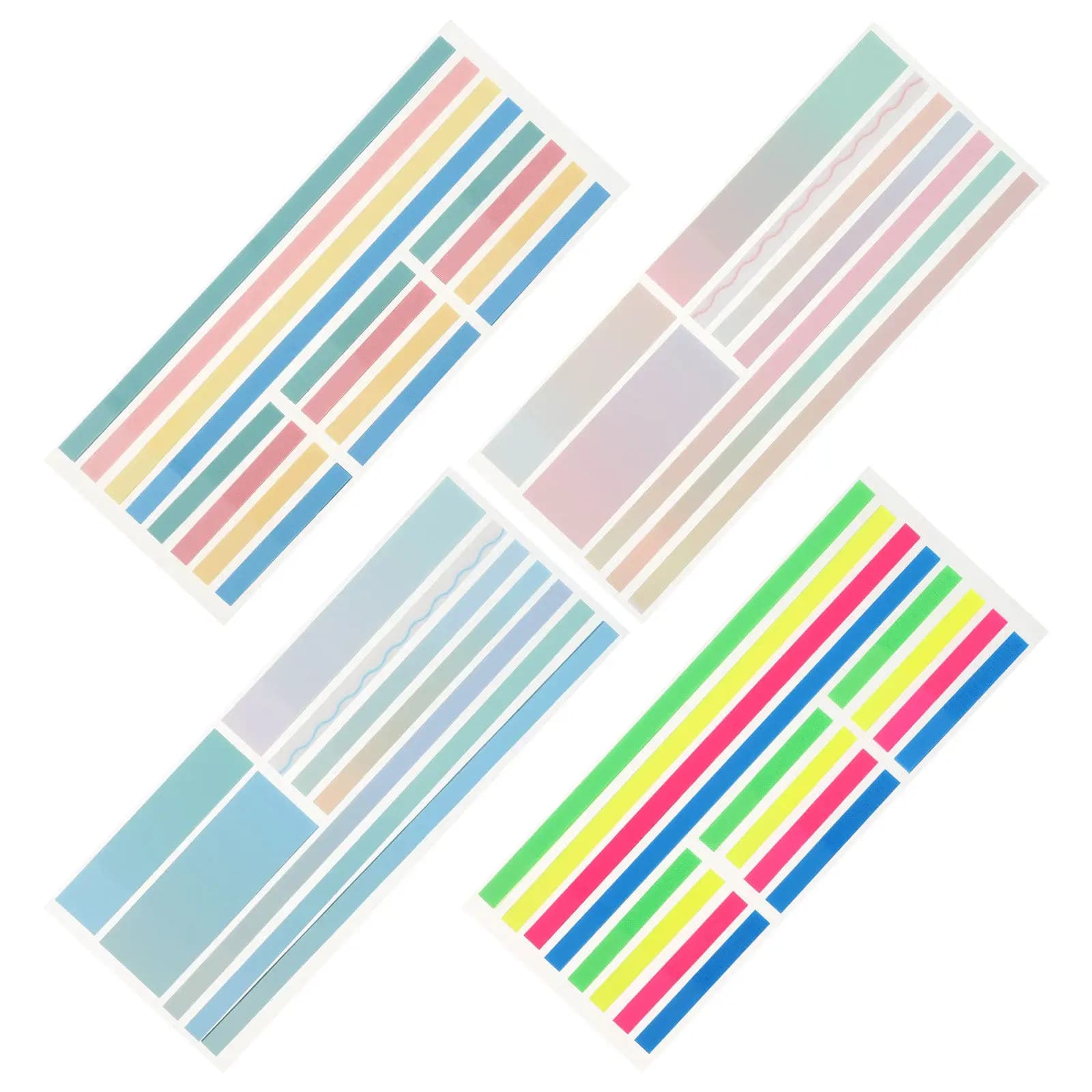 4 Pezzi Strisce Adesive Trasparenti Fluorescenti, Nastro Evidenziatore Neon Senza Residui, Design Sottile, Segnalibri Trasparenti per Annotazioni di Libri