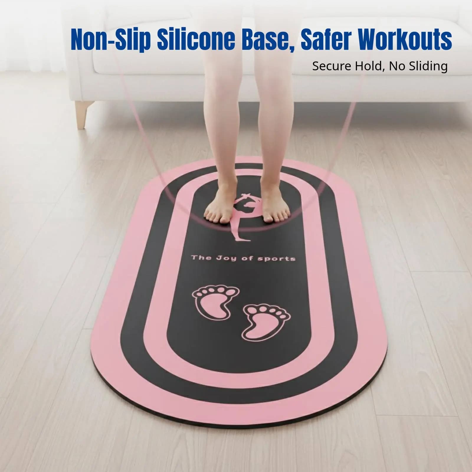 Jumping pad with rope with shock absorption, thickened, soundproofed, non-slip fitness mat, indoor silent exercise mat, extended training mat