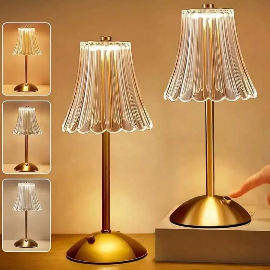 Lampade da Tavolo Senza Fili per Casa, Tavolo, Sala da Pranzo, Lampade Ricaricabili Dorate, Ricarica USB, LED da 12'' in Ottone, Portatili per Interni ed Esterni