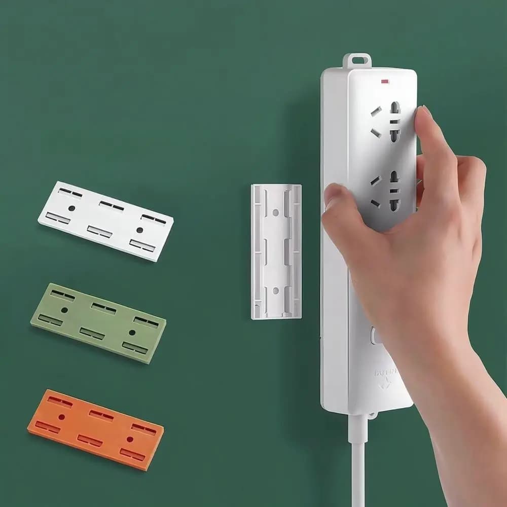 Adhesive Power Strip Wall Holder Router Support Bracket Cable Management Organizer For Home Office Desktop Space