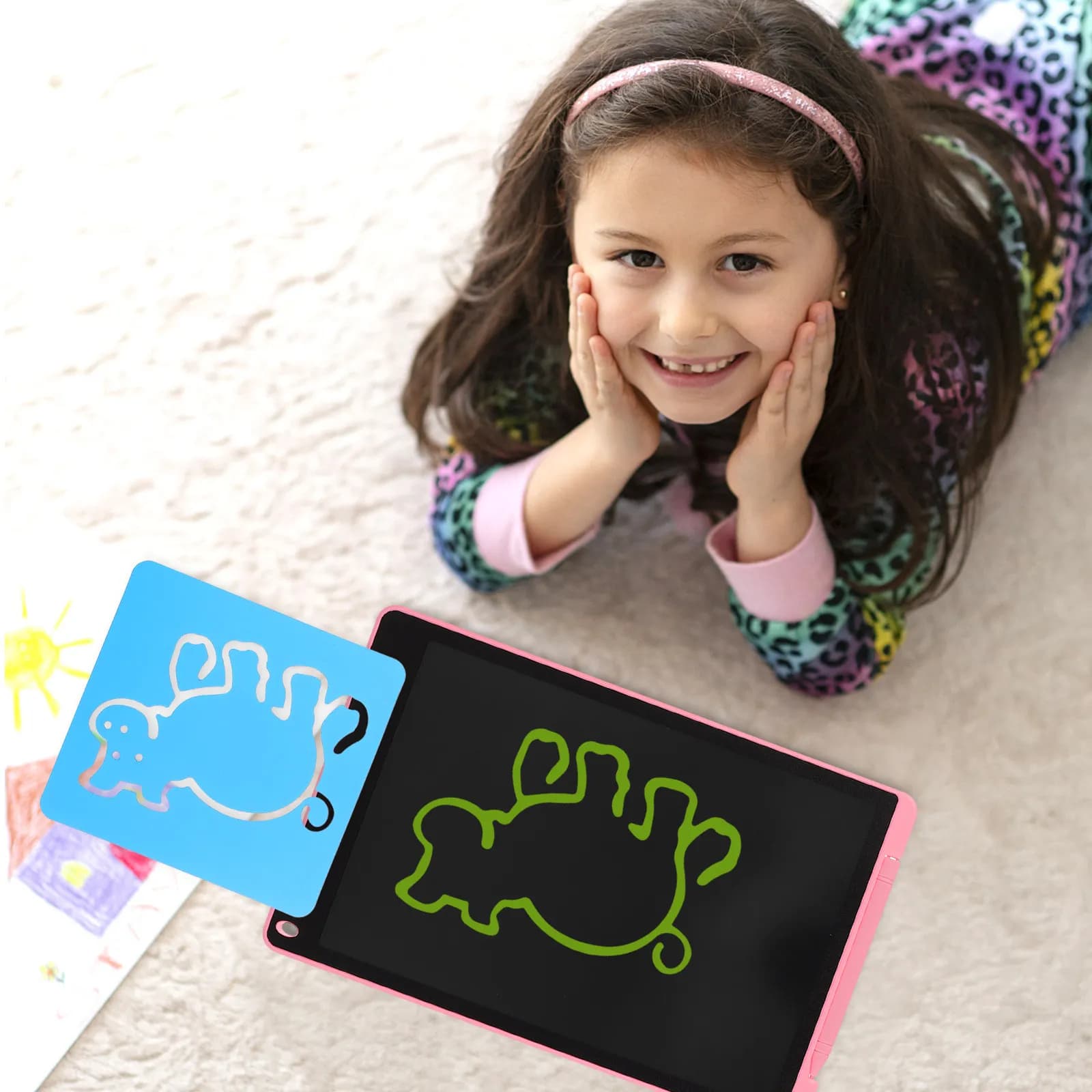 2Sets LCD Drawing Tablet Stencil Exquisite Workmanship Reusable Drawing Template for Children Doodle Board Painting Stencil