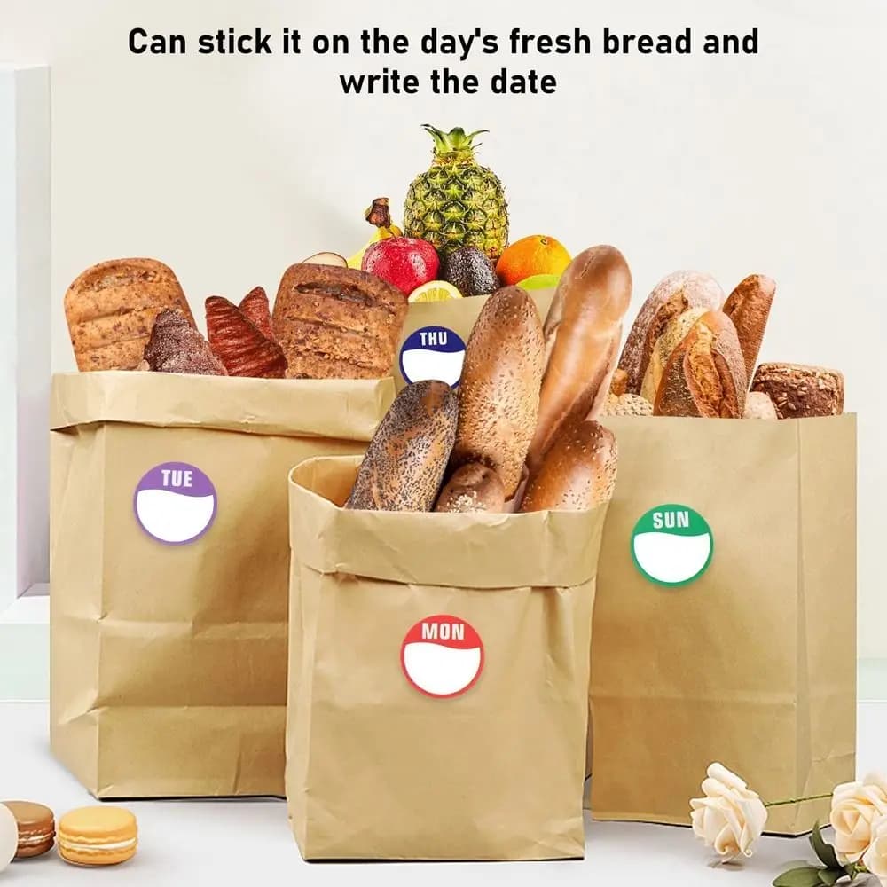 Nuovi Adesivi Settimanali in Carta, 500 Pezzi, Etichette Autoadesive con Data, Rotonde per Contenitori Alimentari, Etichette a Punti per Imballaggi Alimentari, per Cucina