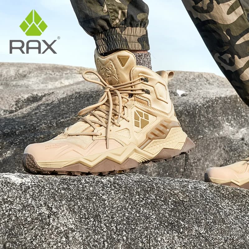 RAX Men's Trekking Boots Waterproof Winter Snow Boots Light trekking shoes Hot outdoor sneakers Men's mountain boots