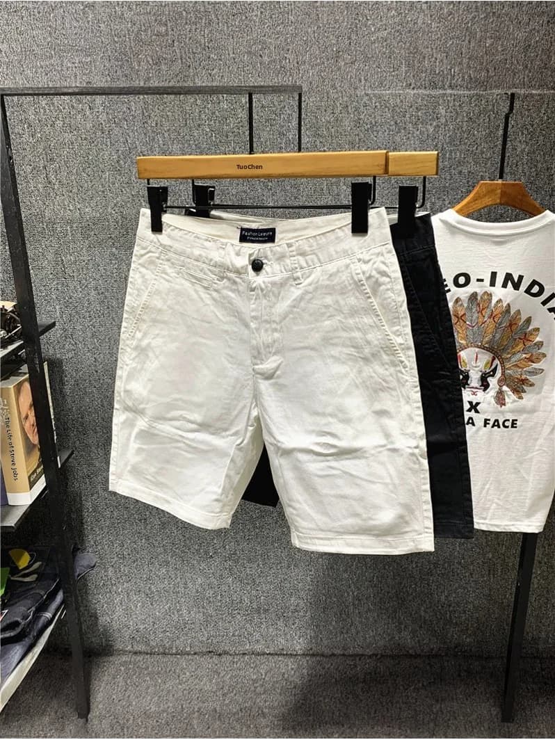 Summer Thin American Casual Men's Workwear 5-Part Pants Trendy Color Iron-Free Straight Leg Mid-Pants Shorts 4-Part Pants