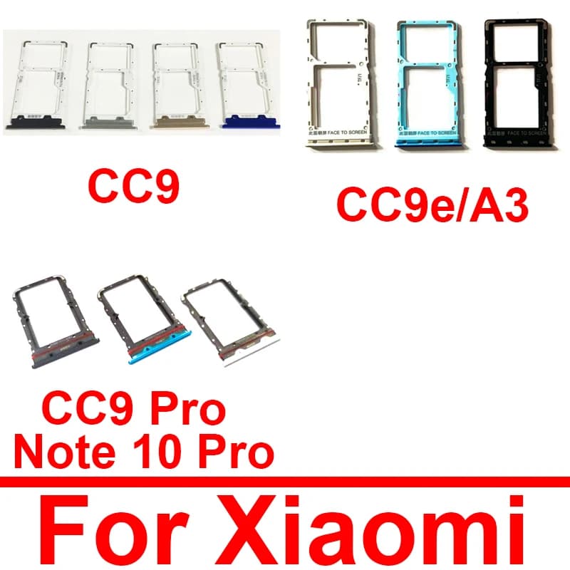 Supporto del vassoio della scheda SIM per Xiaomi Mi Note 10 CC9E A3 CC9 9 Lite Pro Lettore Sim Slot per scheda Adattatore Parti di riparazione di ricambio