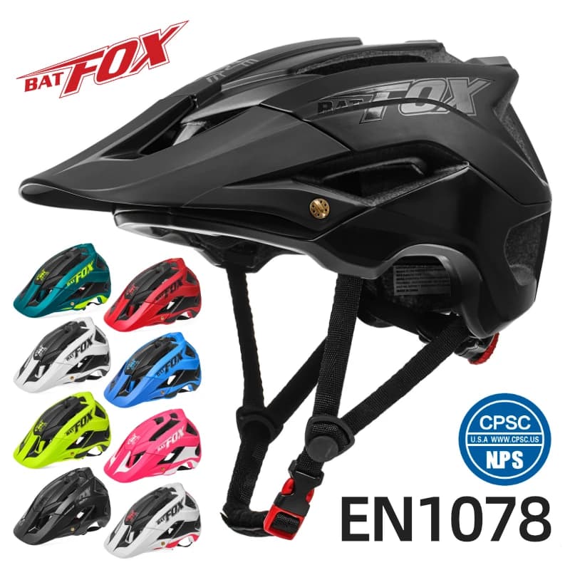 BATFOX Men's Bicycle Helmet MTB Bicycle Helmet Mountain Bike Helmet Hombre Cycling Helmets Black Matte